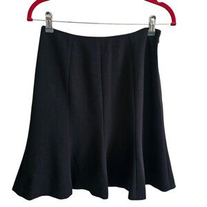 White House Black Market A-Line Classic Dark Academia Black Ruffle Mid Skirt